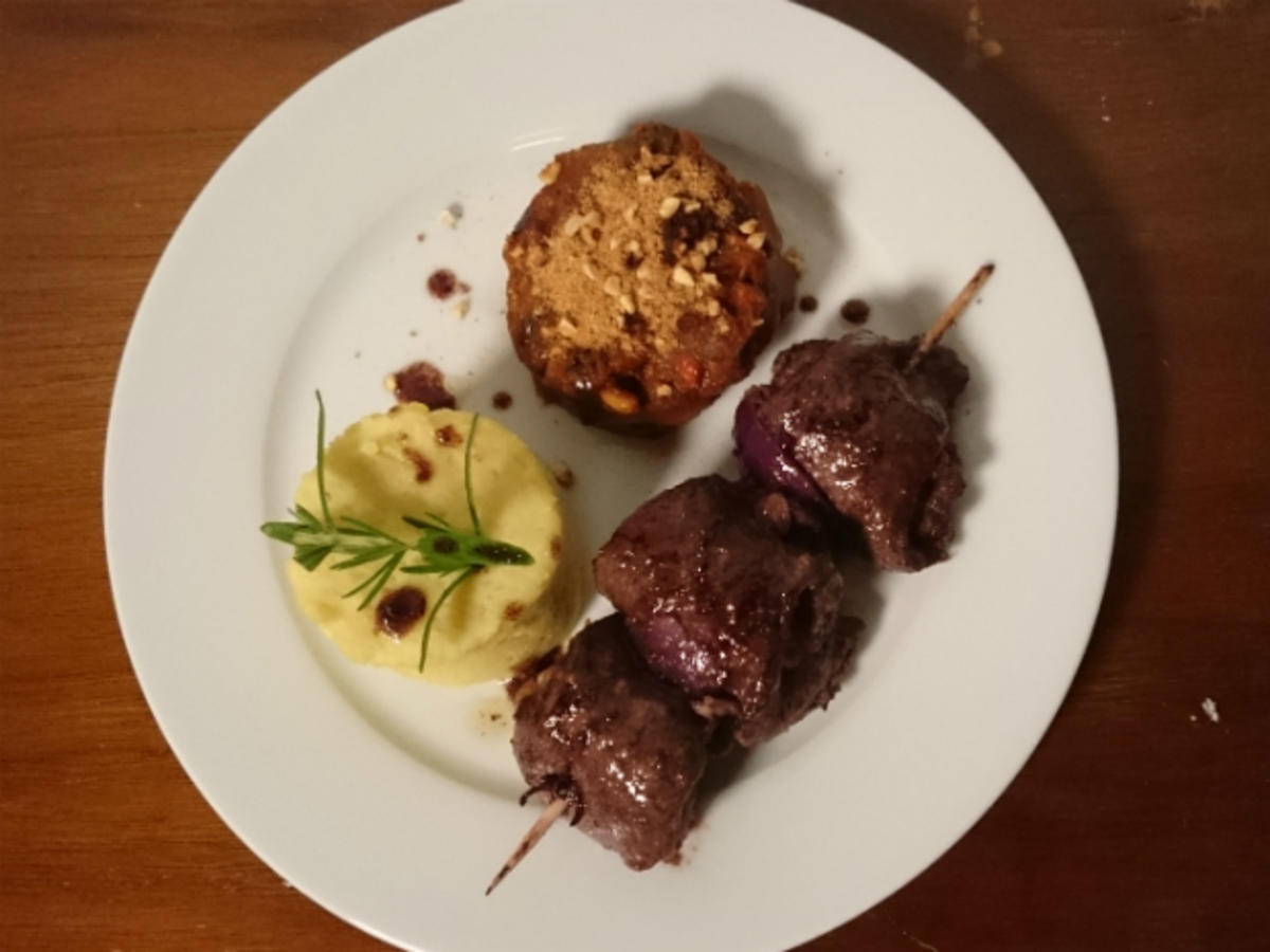 Bilder für Involtini Siciliani con Caponatina e Puré di Patate al espresso e Rosmarino - Rezept