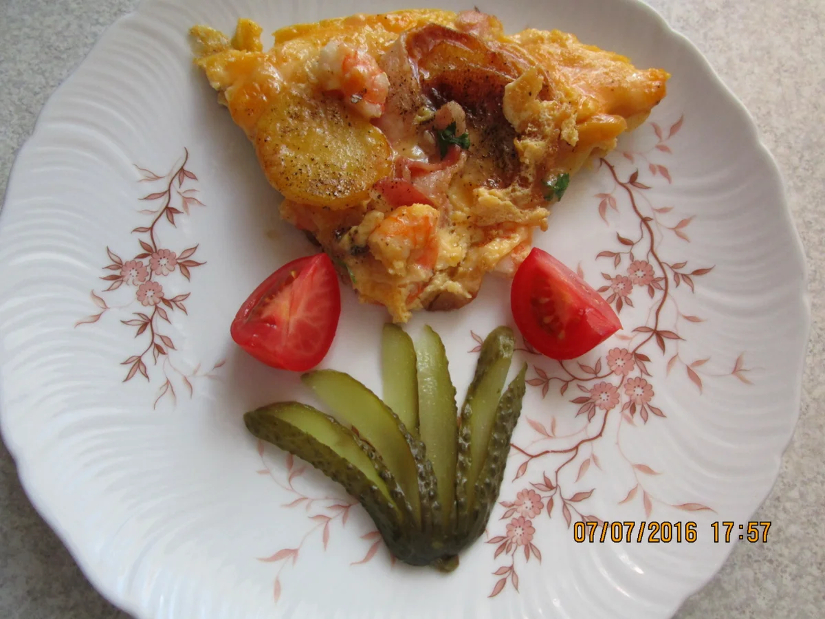 Rezept: Omelett mit Kartoffeln und Garnelen Bild Nr. 103 Omelett mit Kartoffeln und Garnelen - Rezept - Bild Nr. 103