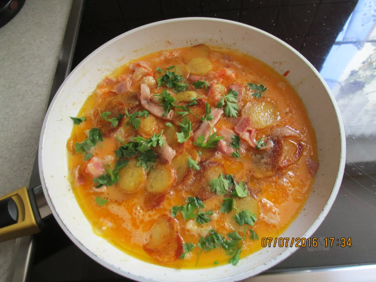 Rezept: Omelett mit Kartoffeln und Garnelen Bild Nr. 111 Omelett mit Kartoffeln und Garnelen - Rezept - Bild Nr. 111