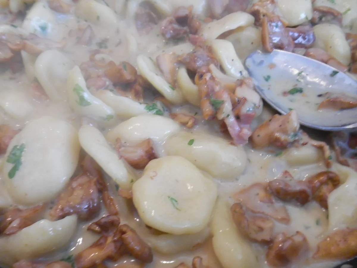 Rezept: Orecchiette mit Rahm-Pfifferlingen und Hähnchenbrustfilet Bild Nr. 2 Orecchiette mit Rahm-Pfifferlingen und Hähnchenbrustfilet - Rezept - Bild Nr. 2