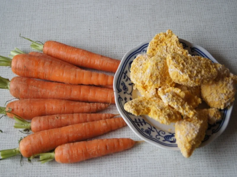 Hähnchen Chicken Chips mit karamellisierten Möhren - Rezept - Bild Nr. 2