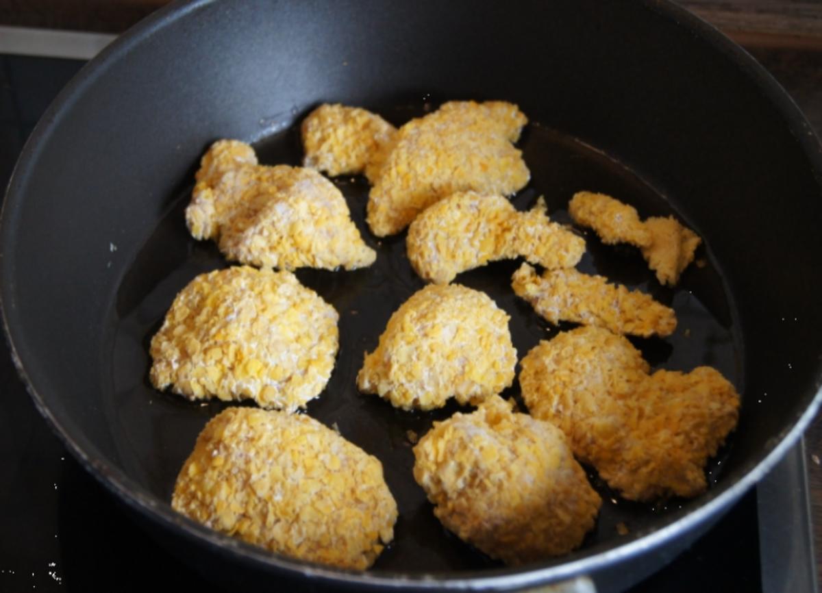 Hähnchen Chicken Chips mit karamellisierten Möhren - Rezept - Bild Nr. 4