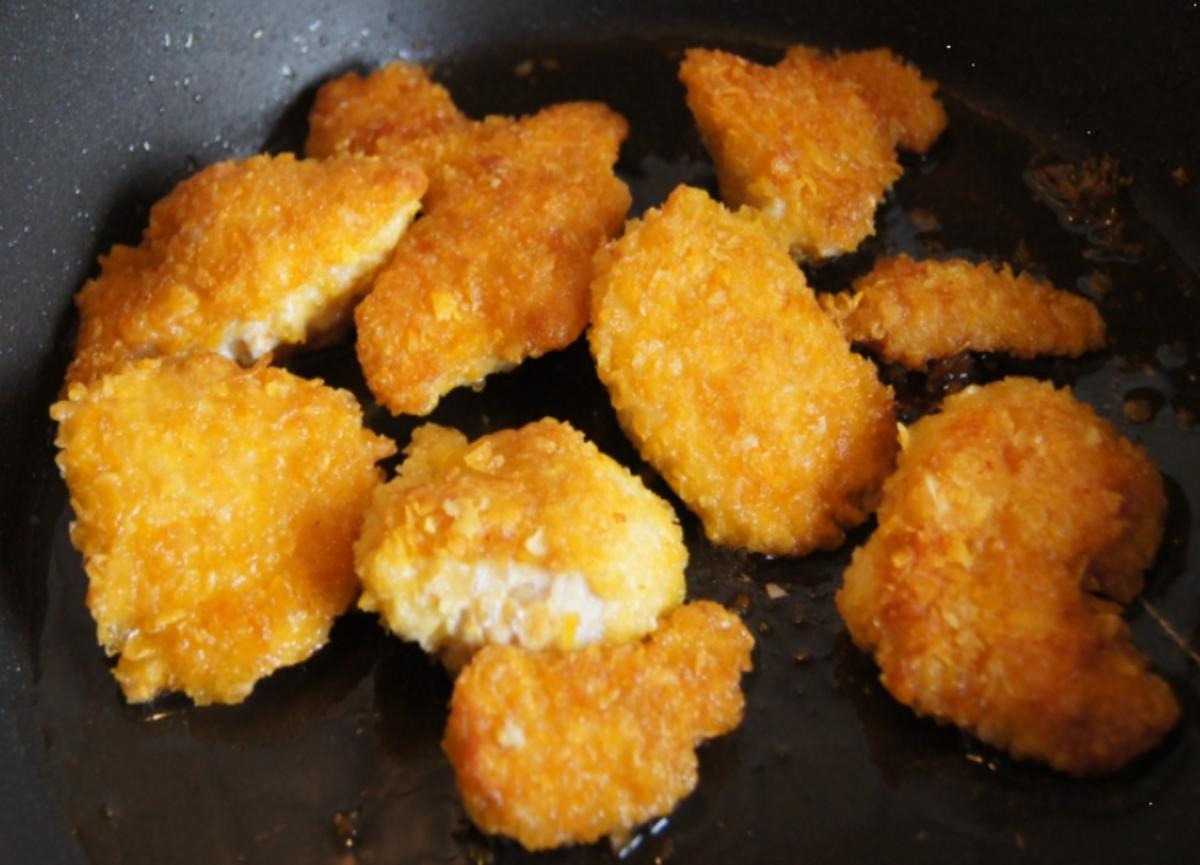 Hähnchen Chicken Chips mit karamellisierten Möhren - Rezept - Bild Nr. 5