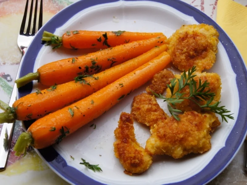 Hähnchen Chicken Chips mit karamellisierten Möhren - Rezept - Bild Nr. 12
