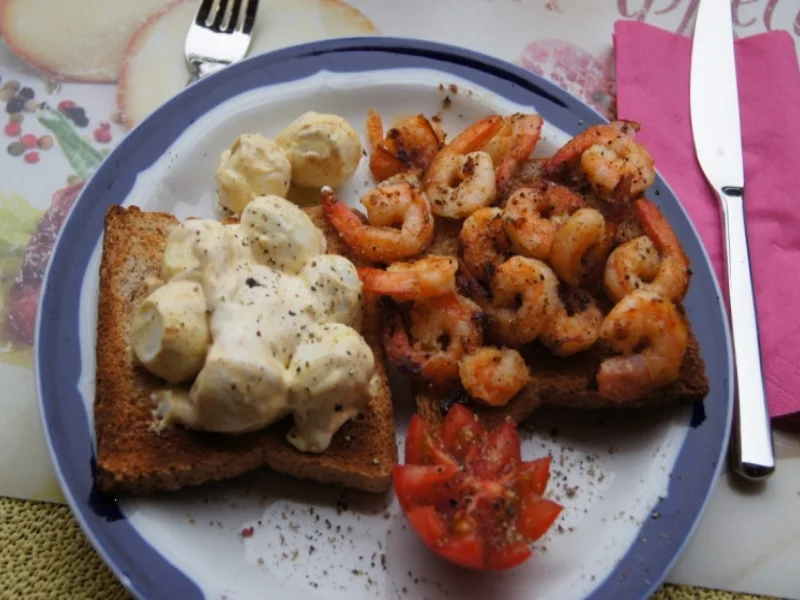 Curry-Wachteleier-Salat und Party-Crevetten - Rezept - Bild Nr. 79