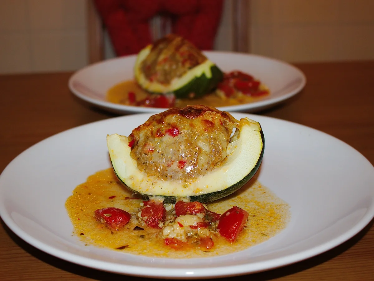 Zucchini gefüllt mit Bratwurstbrät & Käse - Rezept - Bild Nr. 105