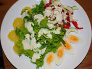 Salatteller mit Quäse, Ei & Joghurtdressing - Rezept