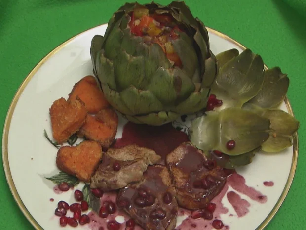 Trilogie aus Süßkartoffeln, Kalb & Artischocken (Belle la Donna) - Rezept