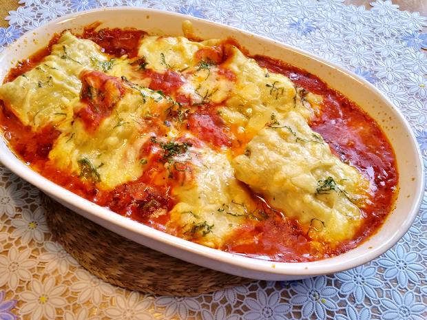 Maultaschen in würziger Tomatensoße