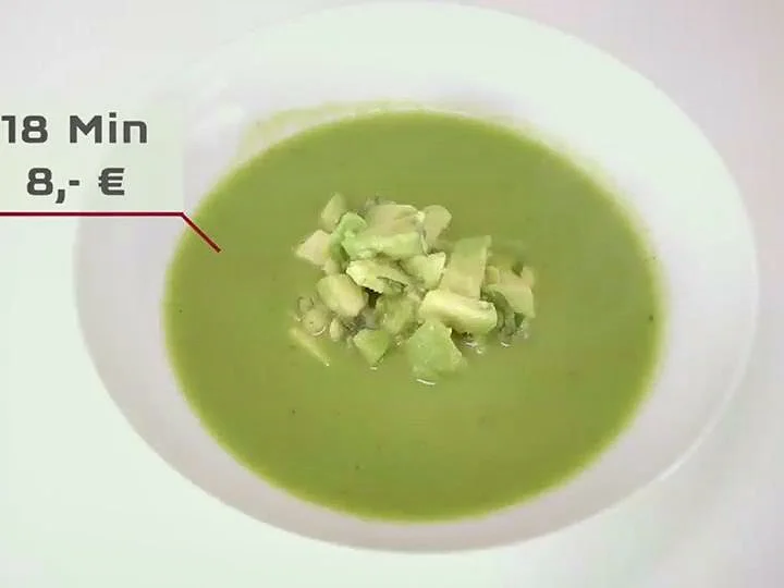 Blitzmenü: Erbsen-Minz-Suppe, Hähnchenspieße, Schokocreme - Rezept - Bild Nr. 2