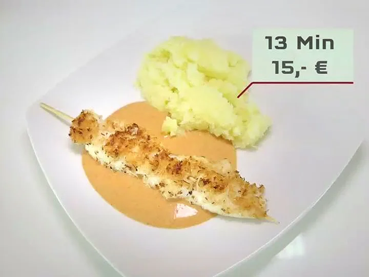 Blitzmenü: Erbsen-Minz-Suppe, Hähnchenspieße, Schokocreme - Rezept - Bild Nr. 4