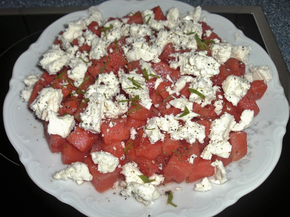 Rezept: Melonen - Feta - Salat Melonen - Feta - Salat - Rezept