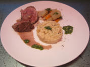 Kalbsmedaillons an Cidre Cassis / Radieschenpesto / Frühlingsgemüse / Selleriepüree - Rezept - Bild Nr. 189