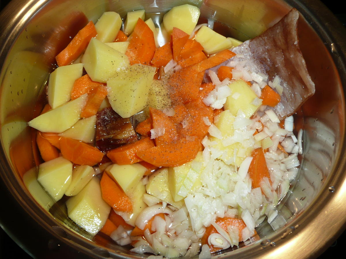 Karotten - Kartoffelstampf an Buschbohnen + Spiegelei. - Rezept - Bild Nr. 262