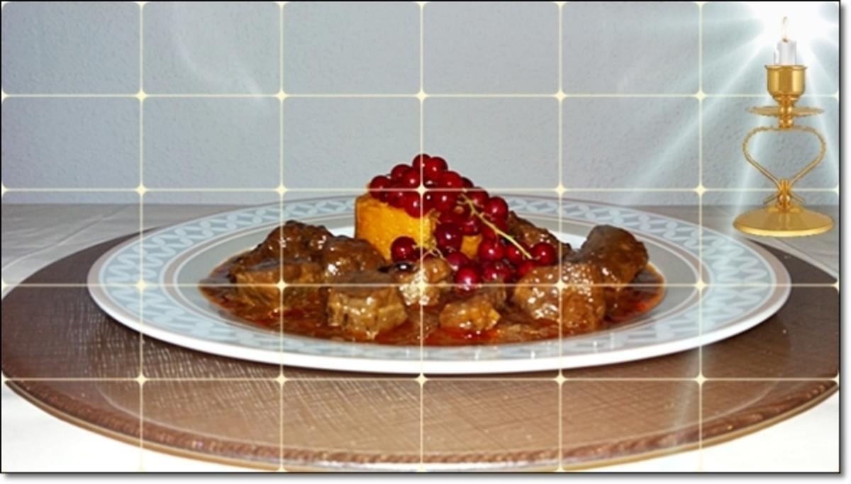 Hirsch-Edelgulasch  und Süßkartoffel-Türmchen - Rezept - Bild Nr. 239