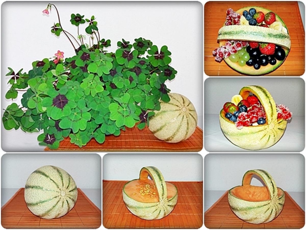 Cantaloupe Melone-Körbchen mit Obst gefüllt - Rezept - Bild Nr. 242