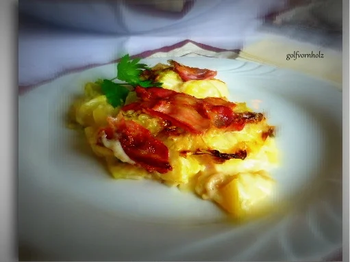 Rezept: Spitzkohlauflauf mit Kapern und Speck Bild Nr. 268 Spitzkohlauflauf mit Kapern und Speck - Rezept - Bild Nr. 268