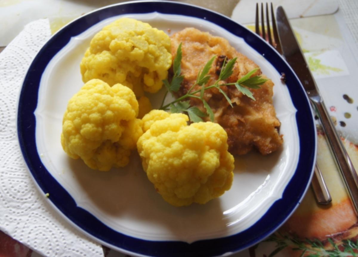 Bilder für Wiener Schnitzel vom Schwein mit Curry-Blumenkohl - Rezept