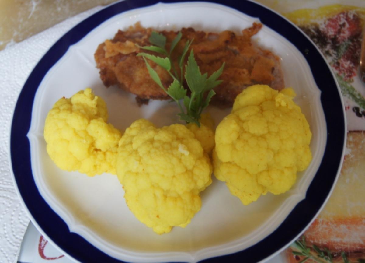 Wiener Schnitzel vom Schwein mit Curry-Blumenkohl - Rezept - Bild Nr. 271
