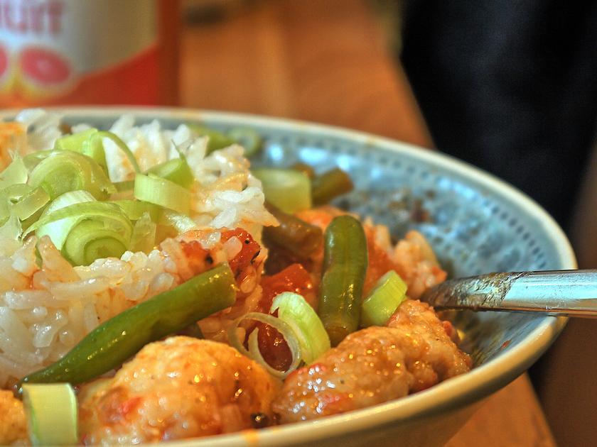 Hähnchenbrust, grüne Bohnen, Tomaten - einfach - 266 kcal/100g