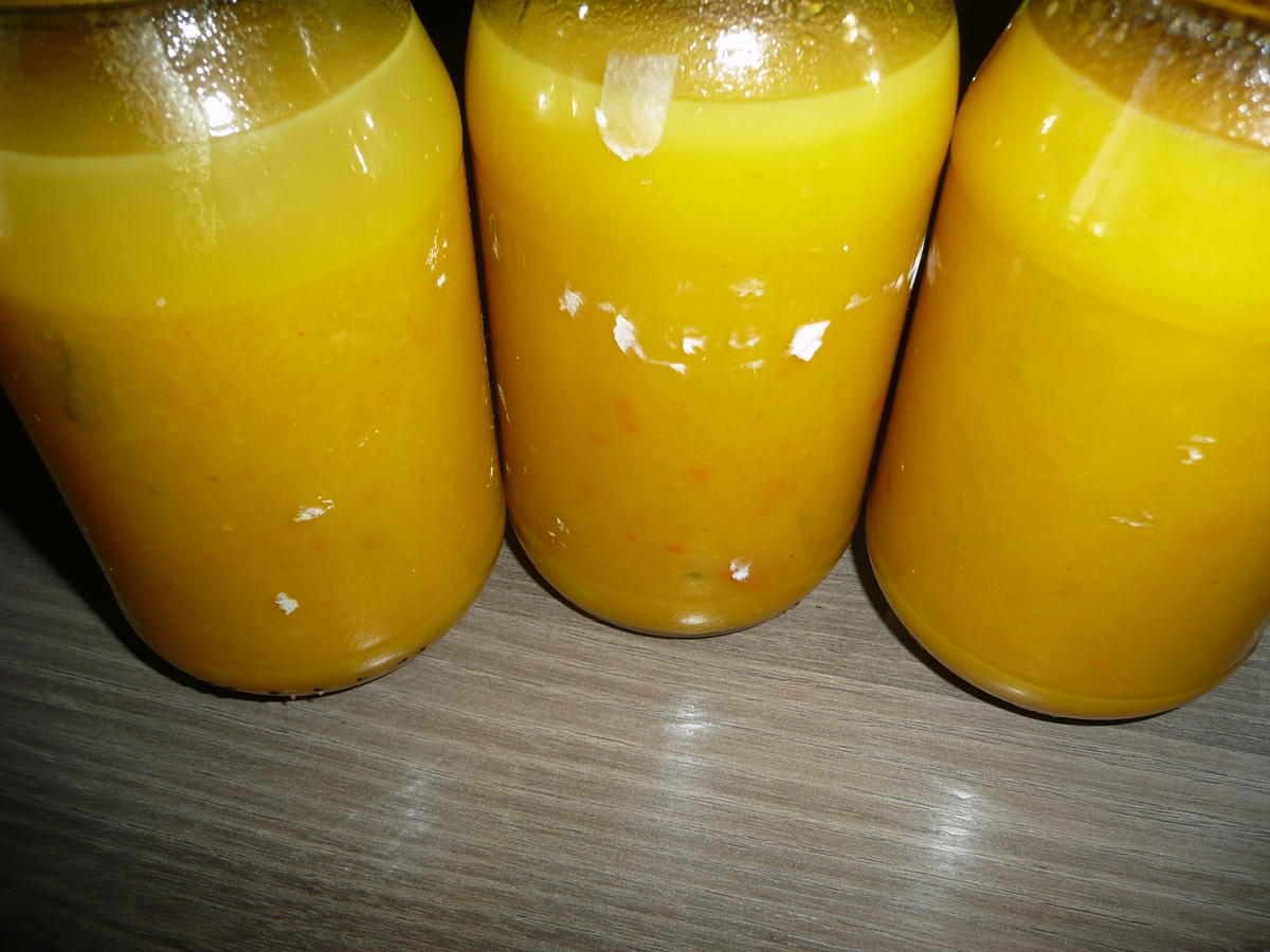 3 Glas Kürbis - Karottensüppchen mit Kokosmilch. - Rezept - Bild Nr. 474