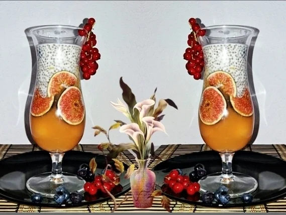 Chia- Cantaloupe Pudding/Jelly  mit Früchten verfeinert - Rezept - Bild Nr. 511