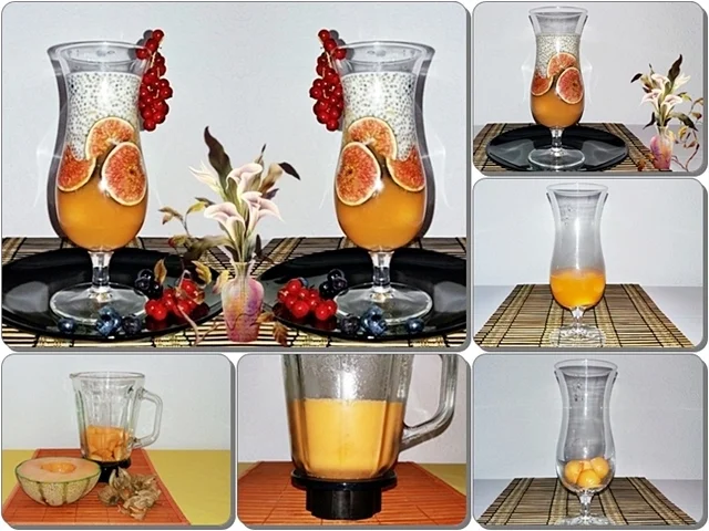 Chia- Cantaloupe Pudding/Jelly  mit Früchten verfeinert - Rezept - Bild Nr. 526