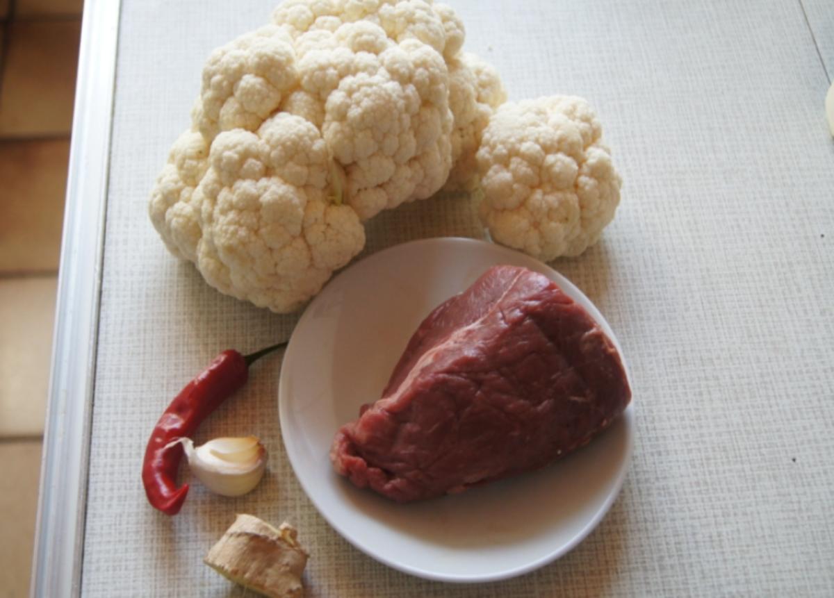 Curryblumenkohl mit Rindfleischstreifen - Rezept - Bild Nr. 527