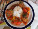 Hackfleisch-Bällchen in Paprika-Tomatengemüse mit Basmati-Mandelreis - Rezept - Bild Nr. 532