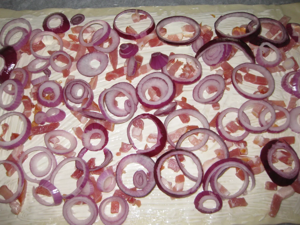 Flammkuchen mit Speck und Zwiebeln - Rezept - Bild Nr. 566