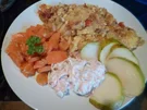 Rezept: Kartoffel-Tomatenrösti mit Buttermöhren und Tafelbirne Bild Nr. 595 Kartoffel-Tomatenrösti mit Buttermöhren und Tafelbirne - Rezept - Bild Nr. 595