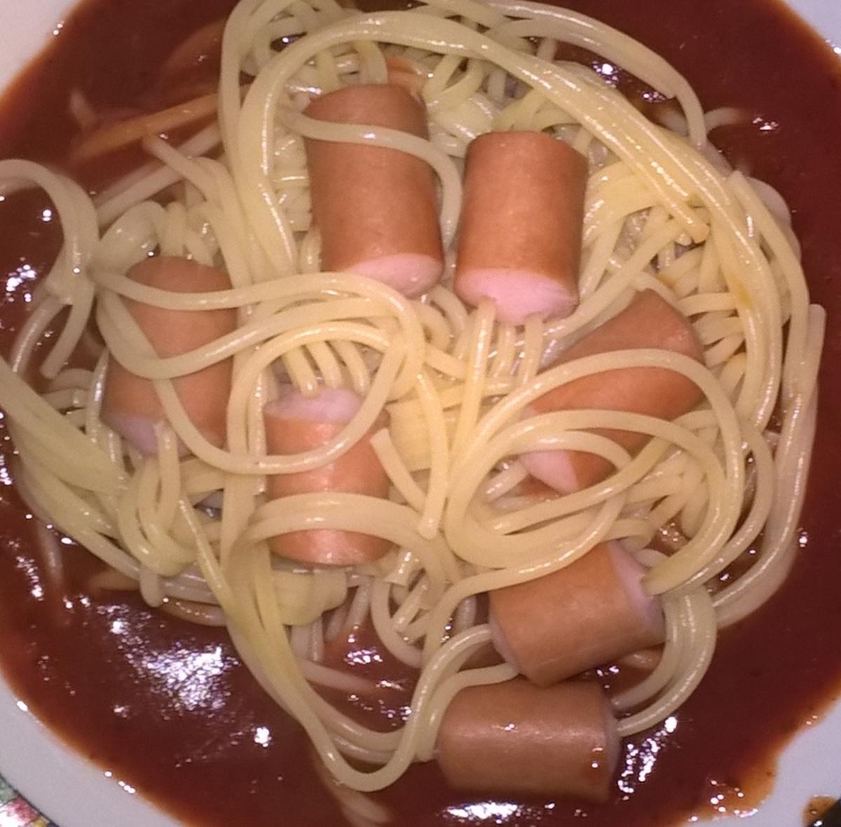 Bilder für Spagetti in Wurst - Rezept