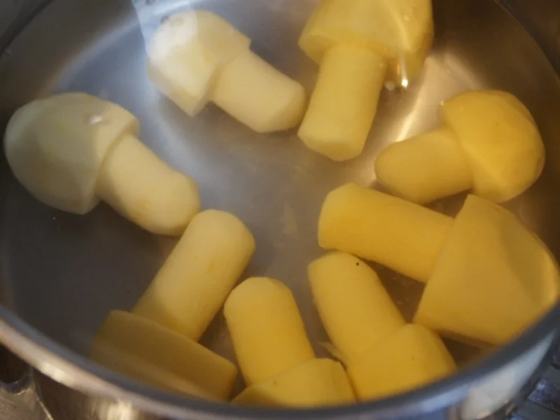 Brägenwurst mit Möhren-Brokkoli-Gemüse und Kartoffelpilzen - Rezept - Bild Nr. 614