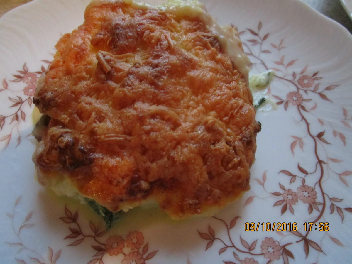 Rezept: Lachs-/Spinat-Auflauf überbacken mit Kartoffelpü und Käse Bild Nr. 693 Lachs-/Spinat-Auflauf überbacken mit Kartoffelpü und Käse - Rezept - Bild Nr. 693