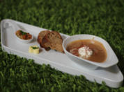 Maronencreme-Suppe mit gebratenen Garnelen - Rezept