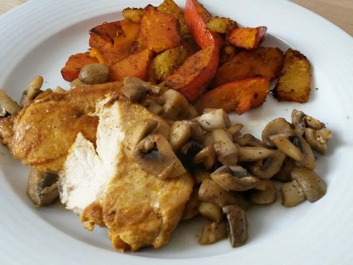 Westernblech mit Tandoori - Hähnchensteak und Champignons - Rezept - Bild Nr. 682