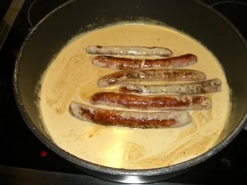 Rezept: Weinbratwurst mit Senfsosse Weinbratwurst mit Senfsosse - Rezept