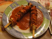 Schaschlik-Putenspieße mit Currysauce und Snaguette - Rezept - Bild Nr. 754