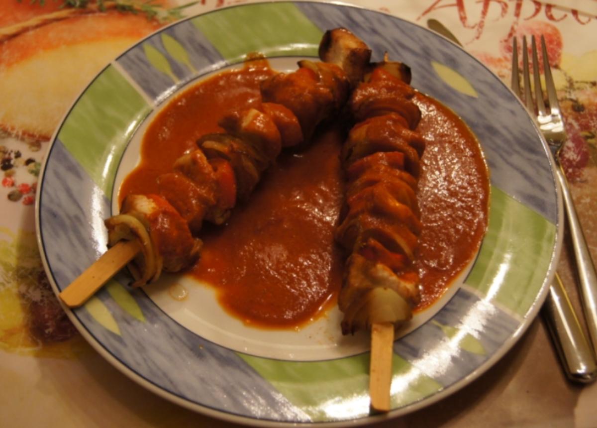 Bilder für Schaschlik-Putenspieße mit Currysauce und Snaguette - Rezept