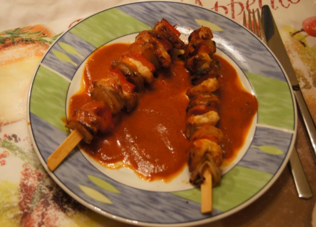 Schaschlik-Putenspieße mit Currysauce und Snaguette - Rezept - Bild Nr. 764