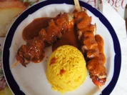 Schaschlik-Putenspieße mit Currysauce und Curry-Reis - Rezept - Bild Nr. 754
