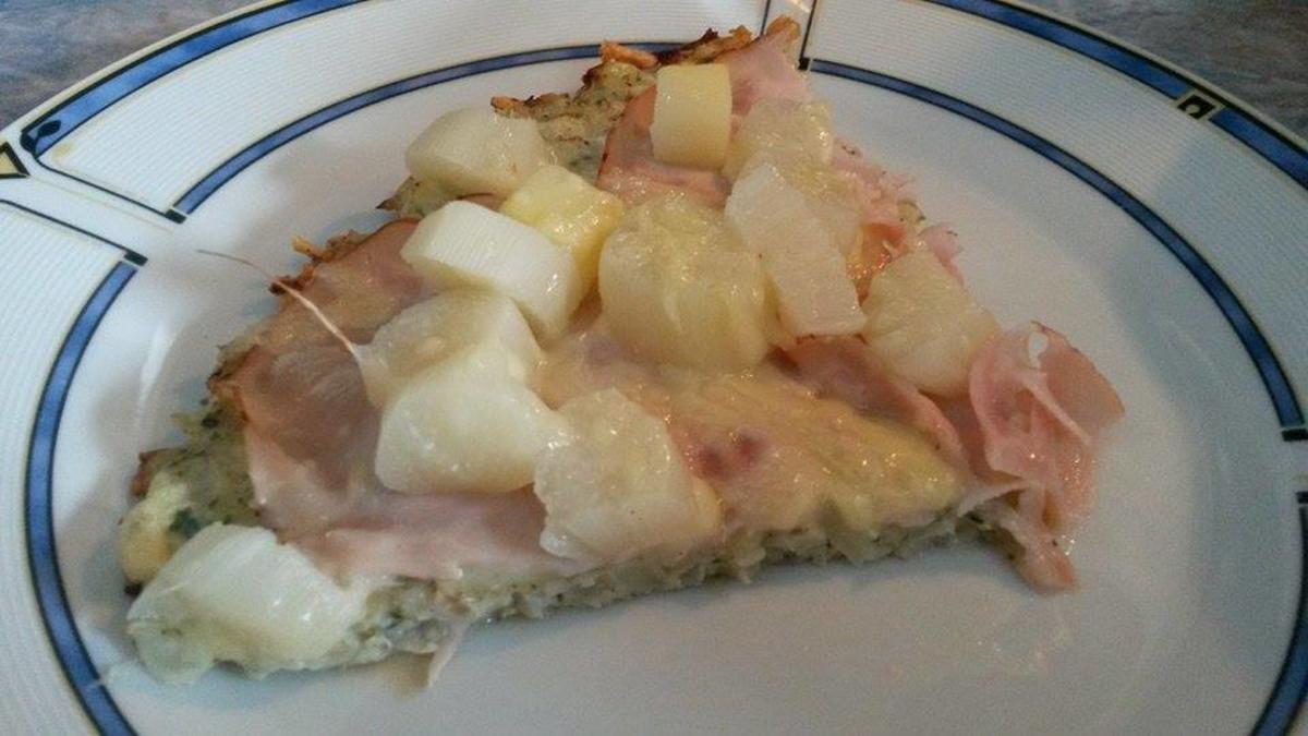 Spargel -Schinken Pizza mit Blumenkohlboden - Rezept von Binesumm84