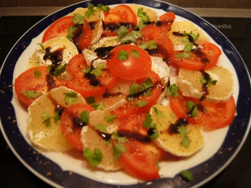 Rezept: Tomaten-Bauern-Handkäse-Teller Tomaten-Bauern-Handkäse-Teller - Rezept