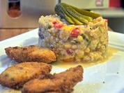 Linsensalat mit panierten Weißwurstscheiben - Rezept - Bild Nr. 820