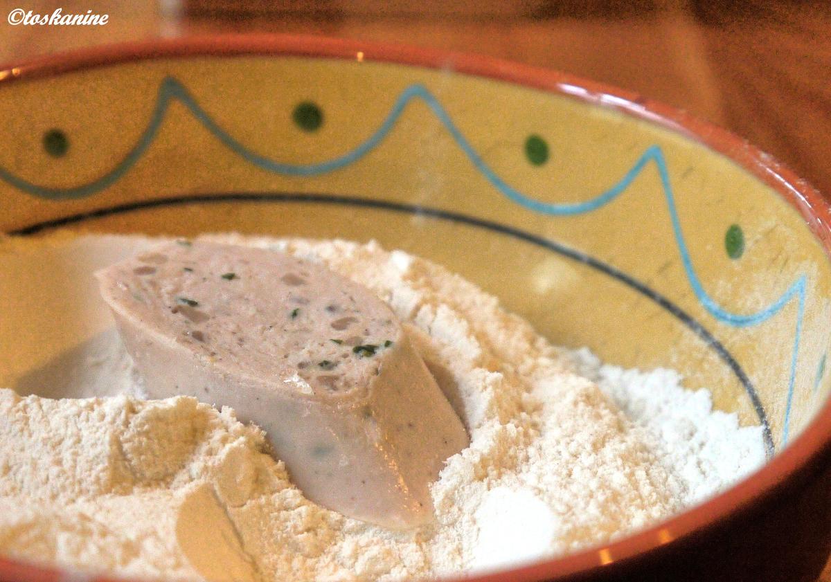 Linsensalat mit panierten Weißwurstscheiben - Rezept - Bild Nr. 827