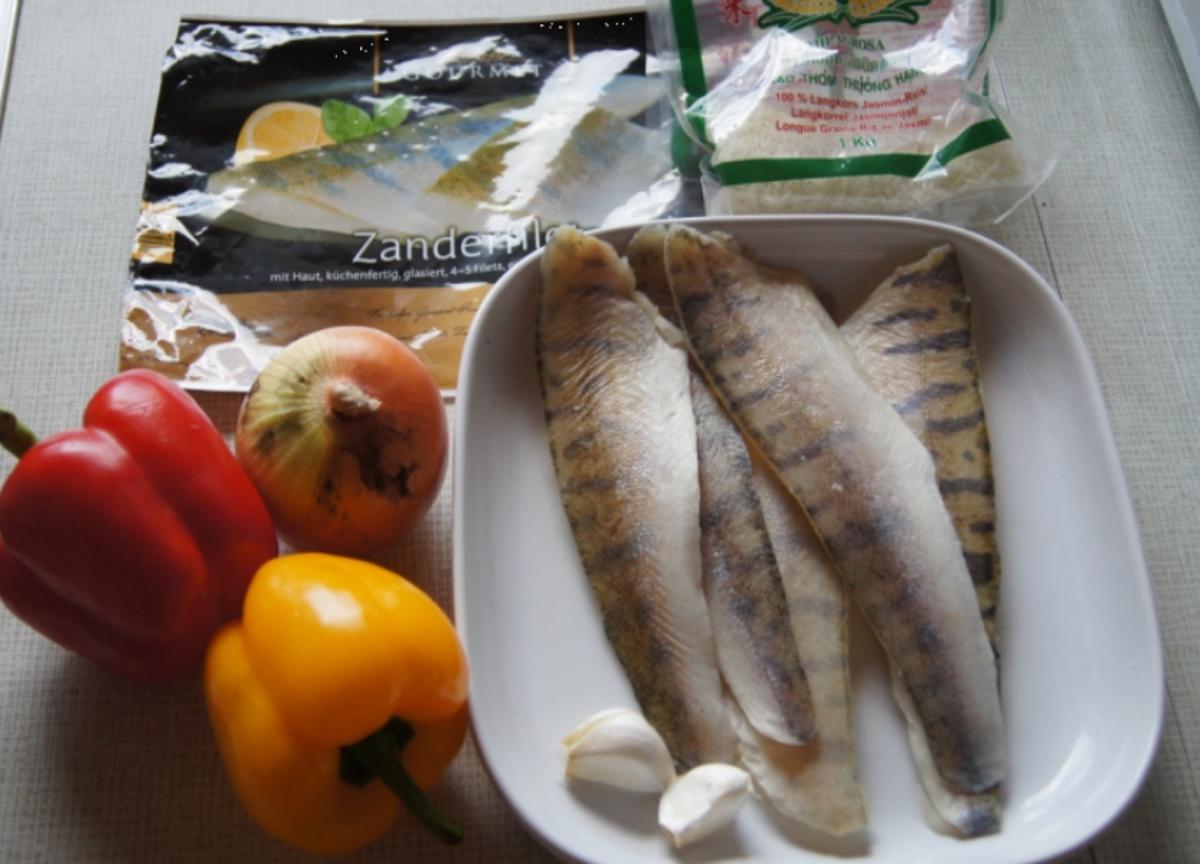 Zanderfilets auf Gemüsebett mit Curryreis - Rezept - Bild Nr. 792