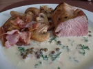 Schweinefilet mit Pfefferrahmsauce  und Pilzgemüse - Rezept - Bild Nr. 852