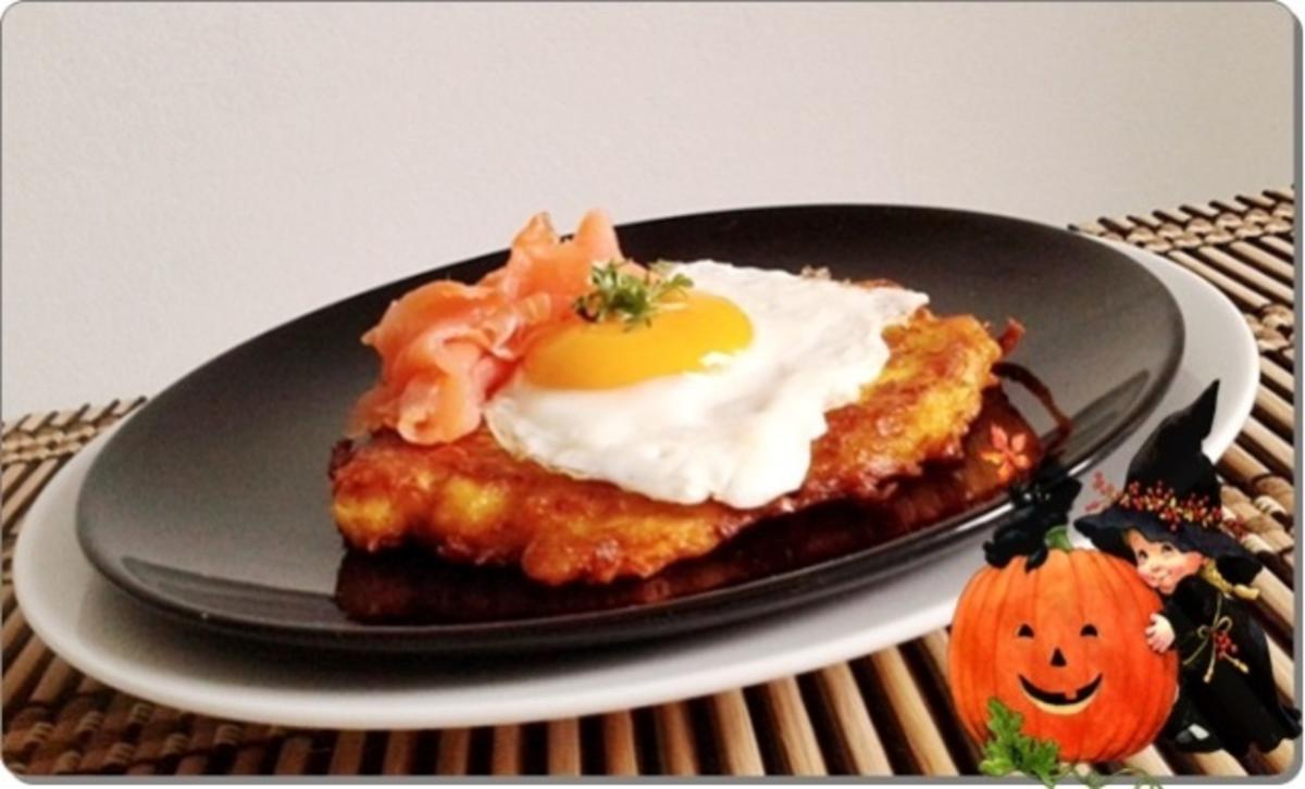 Bilder für Hokkaido-Kartoffel-Rösti mit Spiegelei und Wildlachs - Rezept