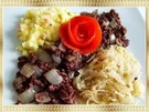Blutwurst mit Sauerkraut und  Stampfkartoffeln - Rezept