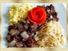 Blutwurst mit Sauerkraut und  Stampfkartoffeln - Rezept